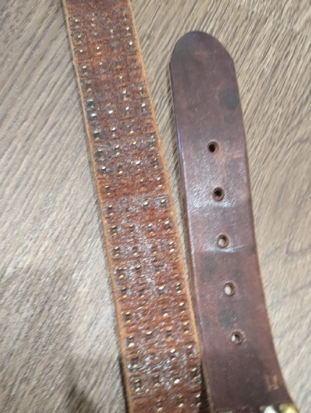 Jeff‎ Gallea Men's Brown Studded Leather Belt - Metal Pyramid Accents